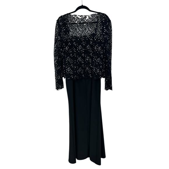 Sean Couture Black Silver Sequin Embellished Evening Dress/Jacket Set Womens 12 - Picture 3 of 6